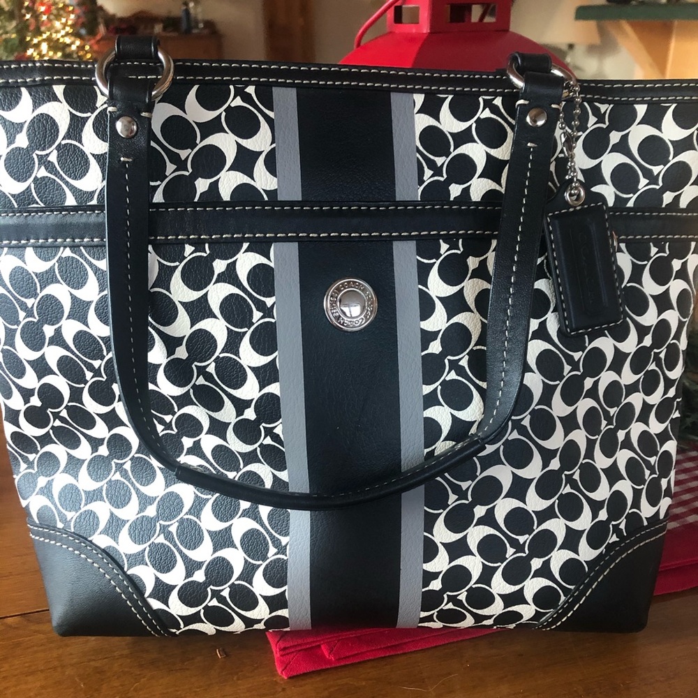 NWOT Black and White Coach Bag